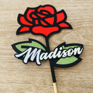 Rose Name Cake Topper