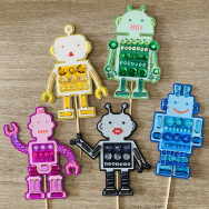 Robot Gem Cupcake Topper