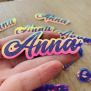 Small Purple Glitter Name Sticker