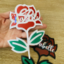 White Rose Name Sticker