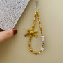 Gold Ribbon Name Charm